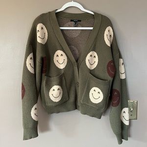 Forever 21 smiley face button up cardigan size S